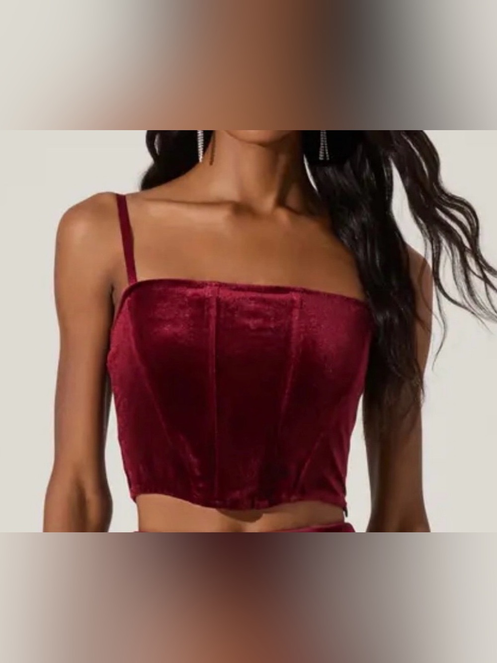 ASTR The Label Wine Velvet Corset Top Size XS Fitted Adjustable Straps NWT